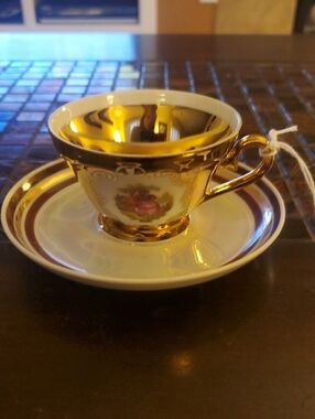STW Bavarian 24K Demitasse Teacup and USSR Saucer Set - Elegant Floral Accent